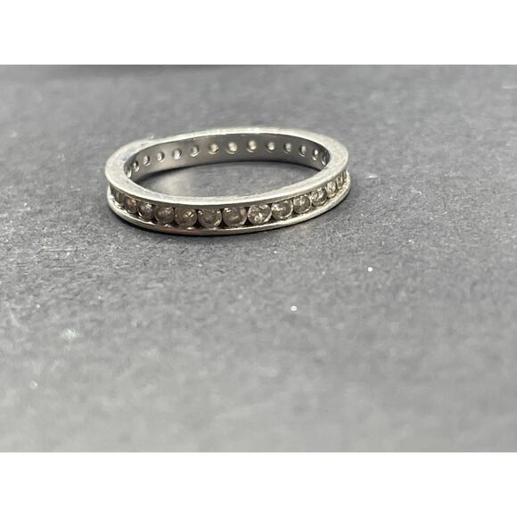 Vtg IBB CN 925 Sterling Silver Cubic Zirconia Eternity Band Ring Size 8 2.21g - Picture 5 of 10